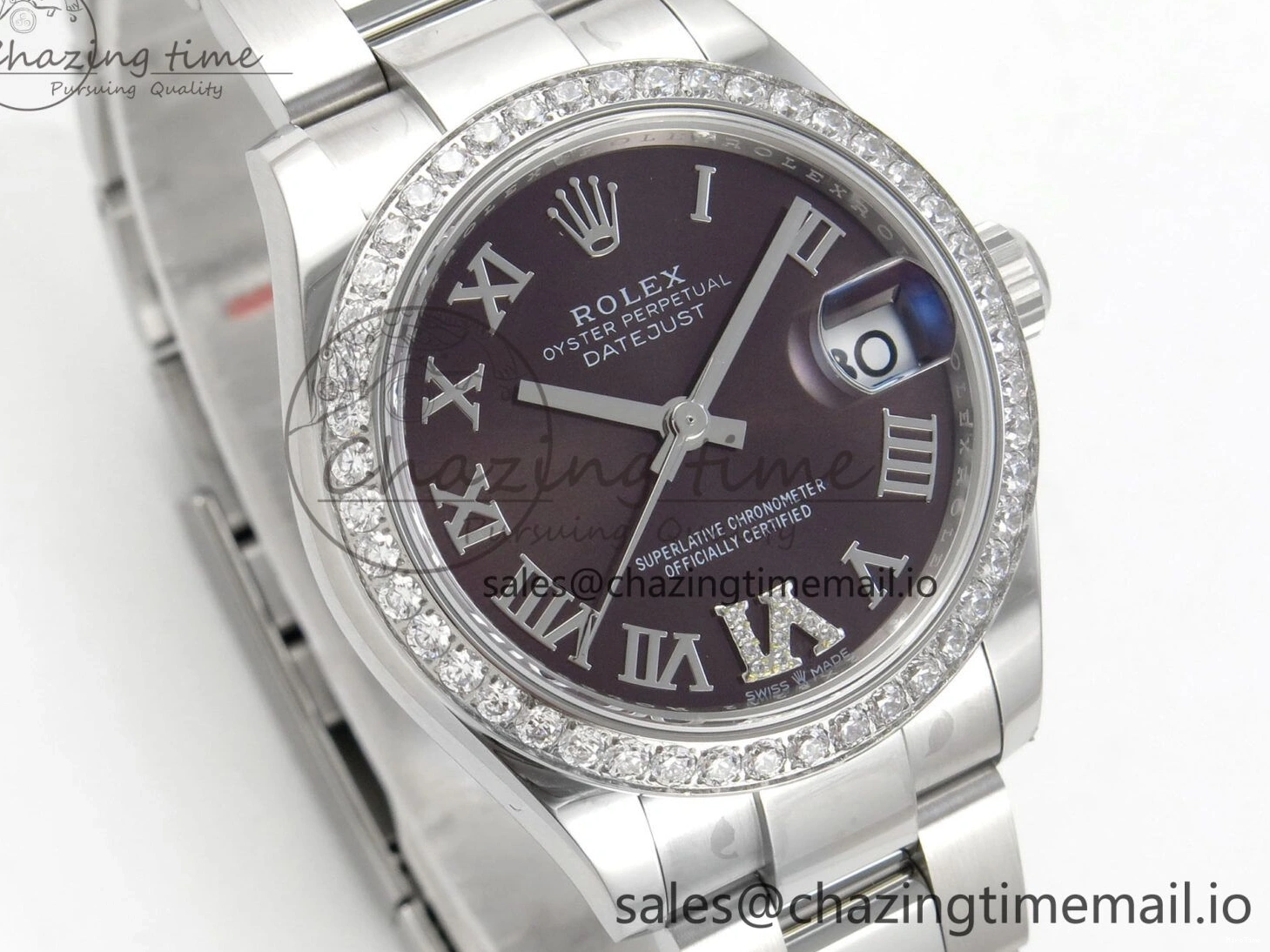 MiroTime 0118 SmoothTexture DateJust 31 278274 THBF 1:1 Best Edition 904L Steel Brown Roman Dial Diamonds Bezel on SS Oyster Bracelet HZ Cal. 26